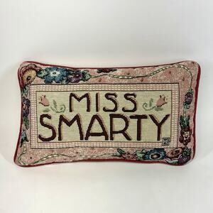 Mary Engelbreit Miss Smarty Needlepoint Tapestry Throw Pillow Decor 12.5 × 7.5”